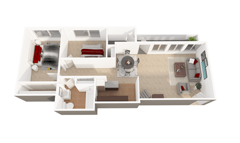 Floor plan for 2 beds, 2 baths, 1112 sqft